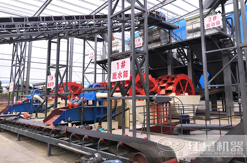 時產量800噸制砂洗砂生產線配置多臺輪斗洗砂機