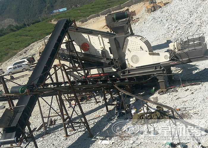 錘式流動石子加工機(jī)加工現(xiàn)場